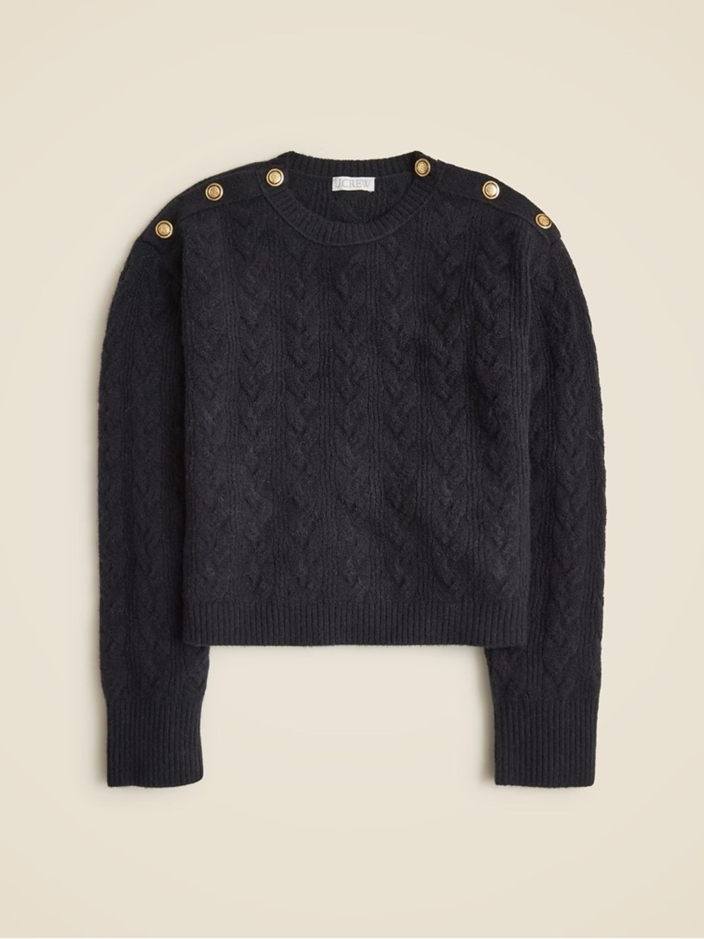 J. Crew Cable-knit Sweater with Buttons in Supersoft Yarn Black CE735